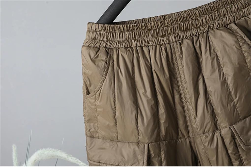 Women's Casual Loose Solid Color Warm Down Cotton Pants Work Pants Haren Pants with Pockets