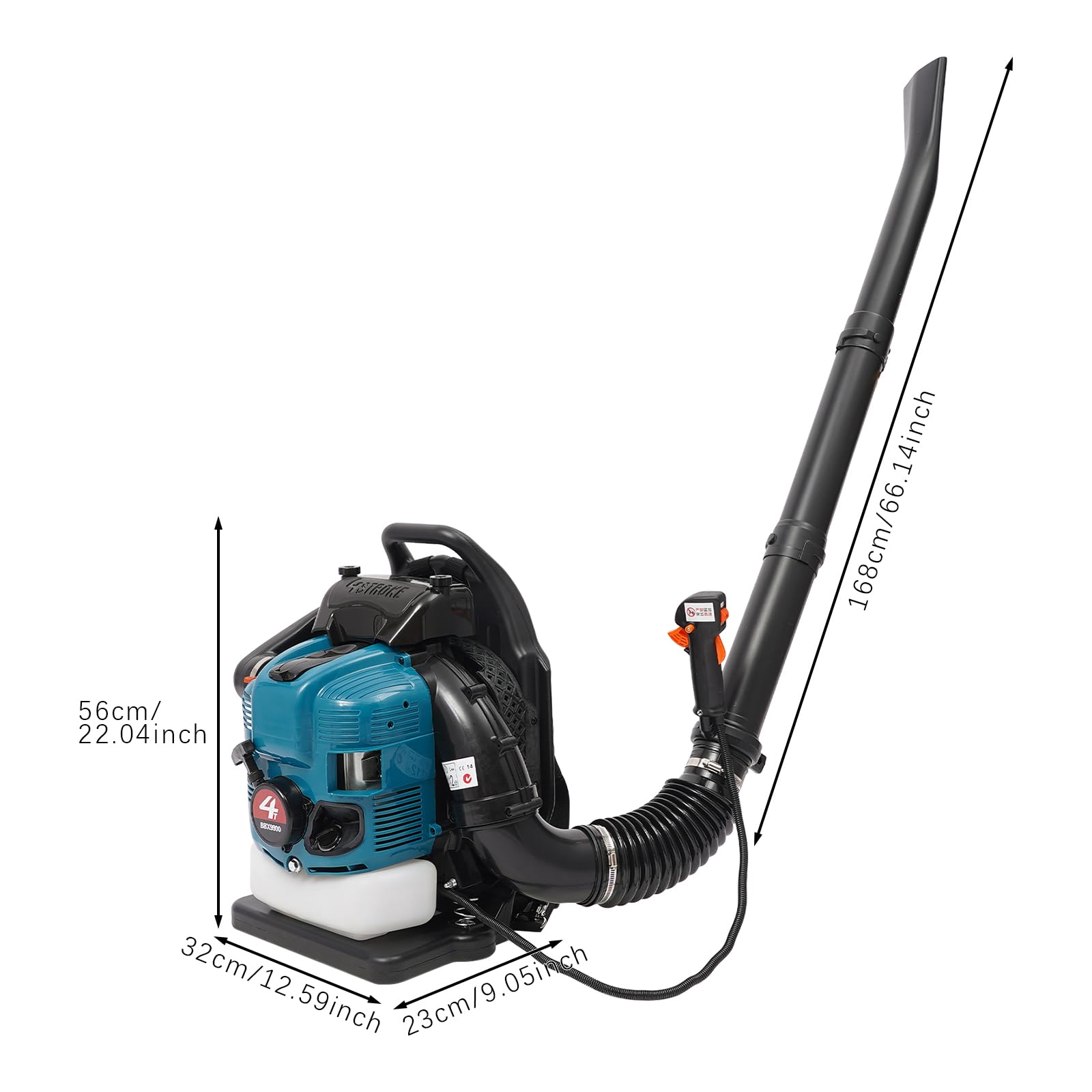 Soffiatore per foglie a benzina ritrattabile, 75,6 cc, 2600 W, velocità 7000 giri/min, volume d'aria 498 ft ³/s, raffreddatore ad aria, soffiatore a 4 tempi, per foglie, polvere, sabbia, neve