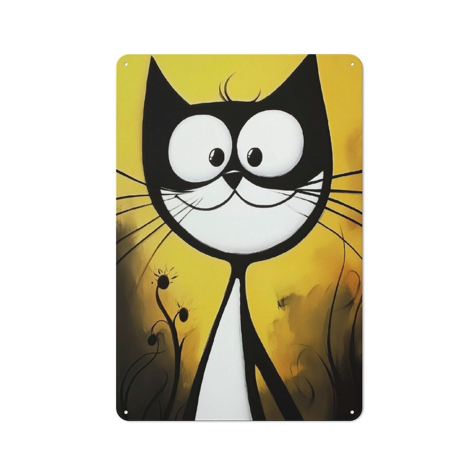 Junmoney Style-23 Vintage Smiling Black Cat Garden Room Metal Sign 30X20cm, Porch Wall Decor For Conservatory, Home Bar Or Utility Room