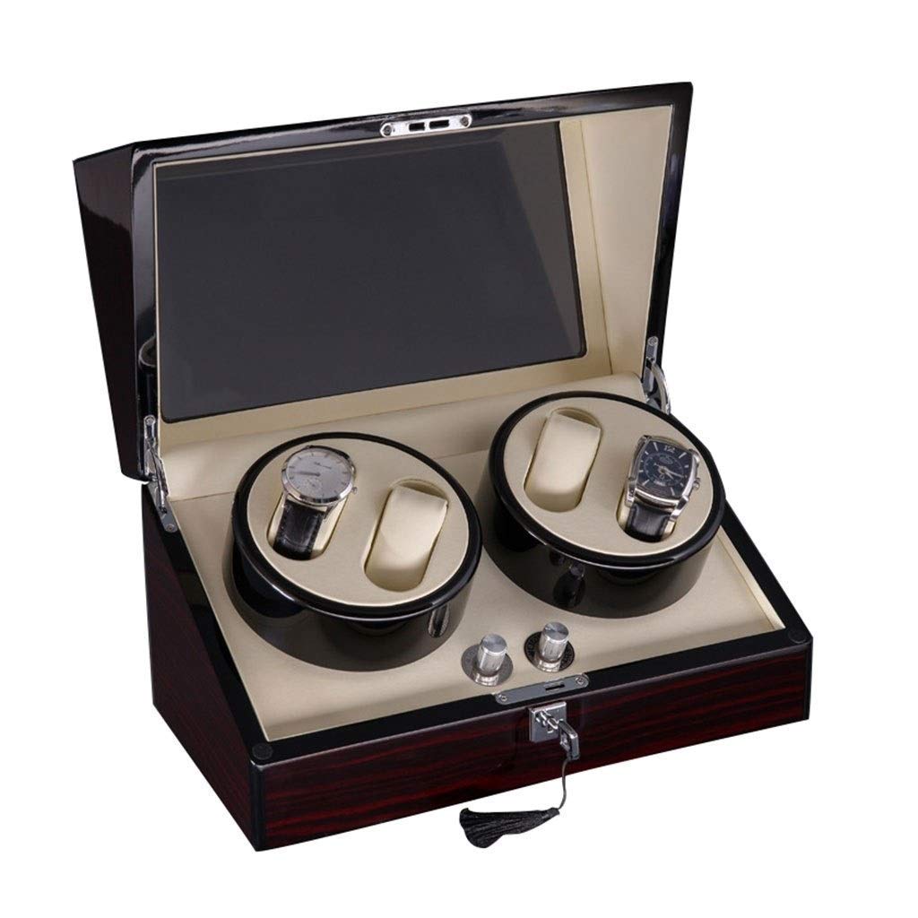 QUSYZD Luxury Wooden Automatic Watch Winder with Leather Pillow Quiet Motor - 4 Rotation Modes 【% Handmade】 for 4 Wrist Watches,