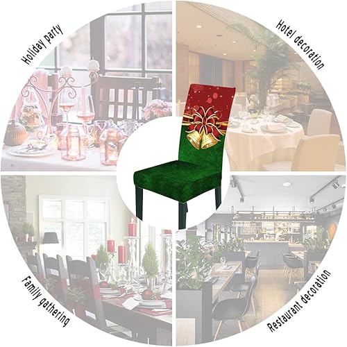 Miniatura 3 de Bnitoam 6 fundas para sillas de comedor navideñas, fundas elásticas con estampado Parsons, protector de asiento para decoración de vacaciones,
