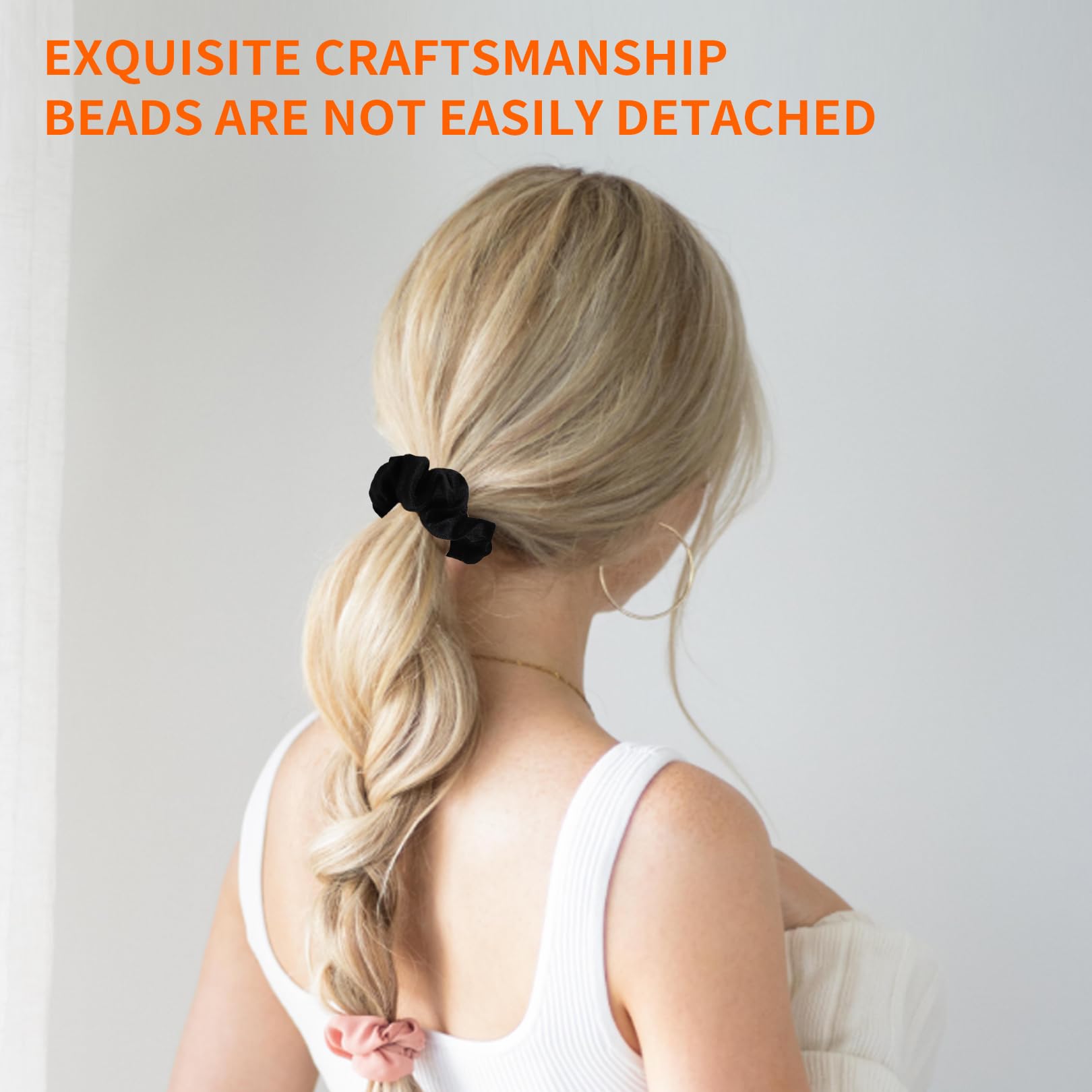 Velvet Hair Scrunchies for Women Girls 2 Pcs Black Scrunchie with Zip Pocket Large Scrunchies Elastic Hidden Pocket Hair Ties Soft Hair Bands Ponytail Holder Hair Accessories for Thick Thin Curly Hair - Image 2