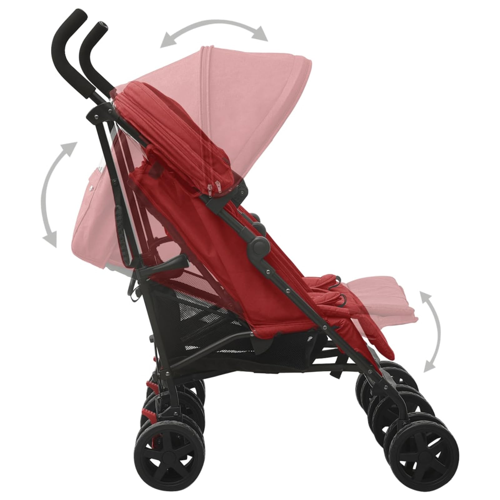 Passeggino Gemellare in Acciaio Rosso,Bebè e Bimbi,Trasporto Bebè,Passeggini-10239