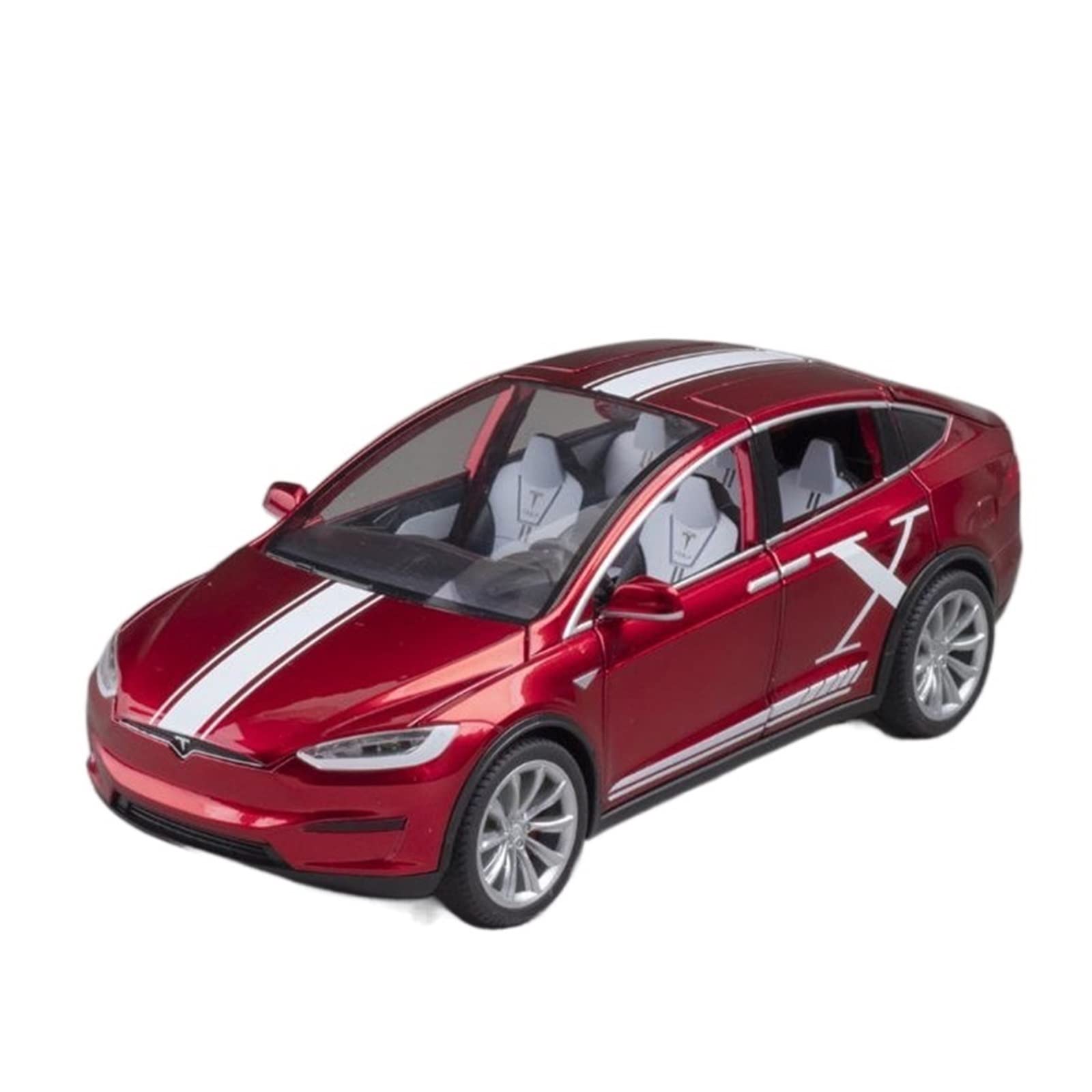Gotowy model samochodu w skali 1:20 Diecast Zabawki Samochody Dla Tesla MODEL X Model Samochodu Stopu Ozdoba Zabawki Prezenty Kolekcjonerskie Pamiątki Miniaturowa replika samochodu(Red)