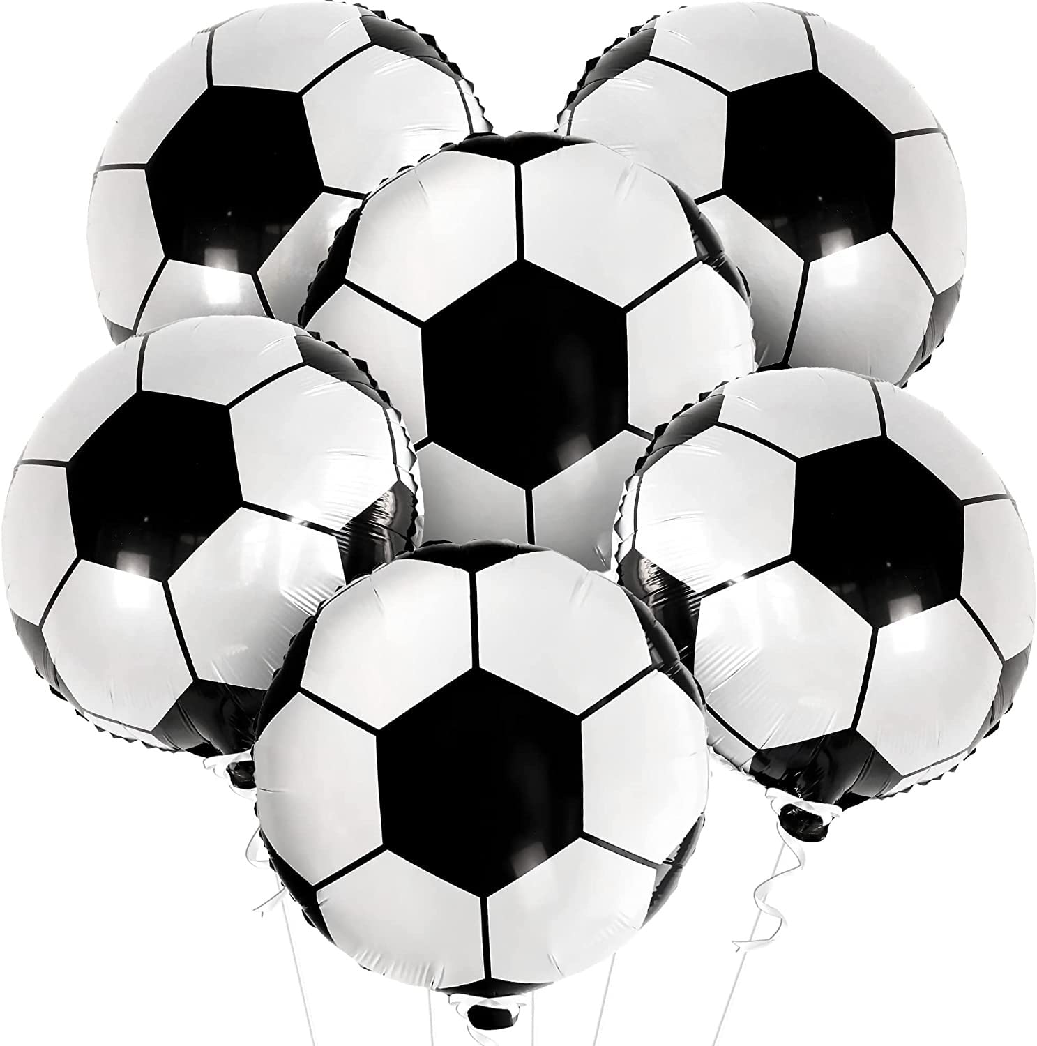 Atpata Funky Football Theme Foil Balloons - 18 Inch Round Football Shape Foil Balloons for Kids Sports Themed Birthday Party Decor and Goal theme Celebrations (6pcs. Football)