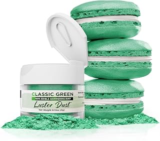 Luster Dust - Classic Green (4g 1x Jar) | Edible Vegan Dust & Paint for Cake Decorating, Ice Cream, Desserts, Cocktails and Beverages by Bakell