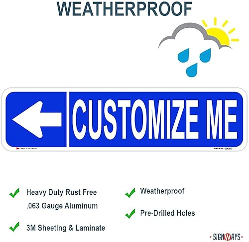 Miniatura 3 de Personaliza tu propio letrero de calle con flecha izquierda, aluminio resistente al óxido, vinilo reflectante EGP, UV y calor, laminado resistente