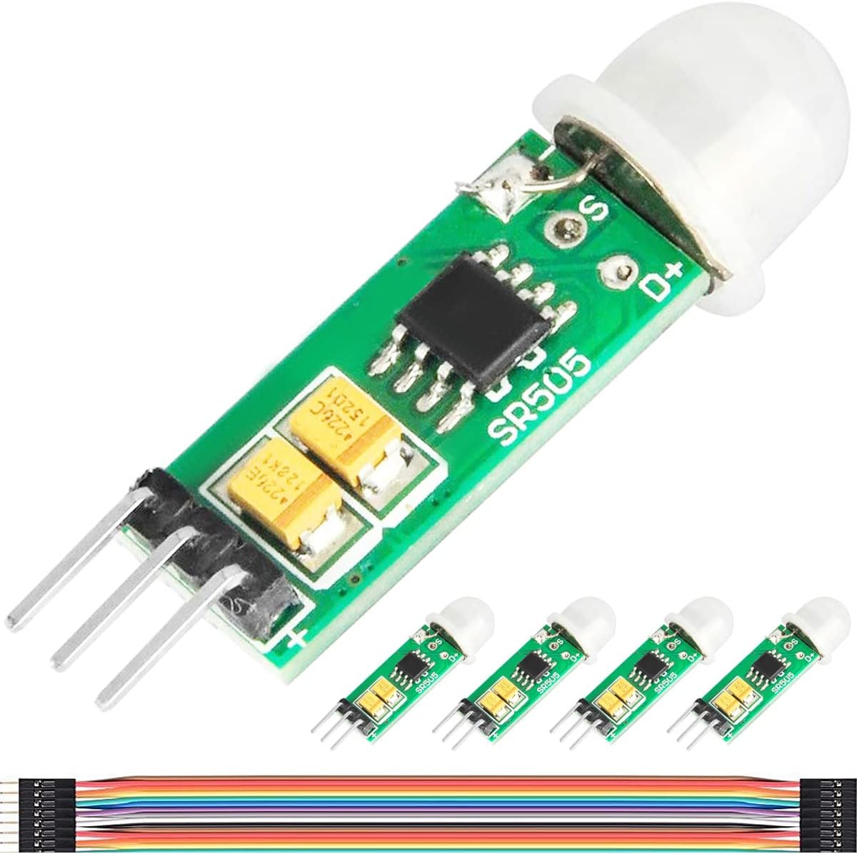 HC-SR505 Human Motion Sensor Module Mini Infrared PIR Pyroelectric Detector Switch 4.5V - 20V Body Sensor Switch Repeatable Trigger, for Arduino(5Pcs)