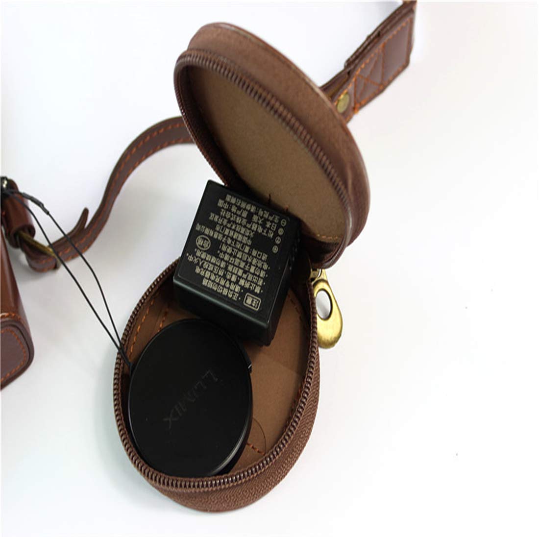 Borsa per Fotocamera in Pelle PU Vintage Classica, Borsa per Fotocamera per Fotocamera Panasonic LX100M2 Applicare agli Appassionati di telecamere,caffè