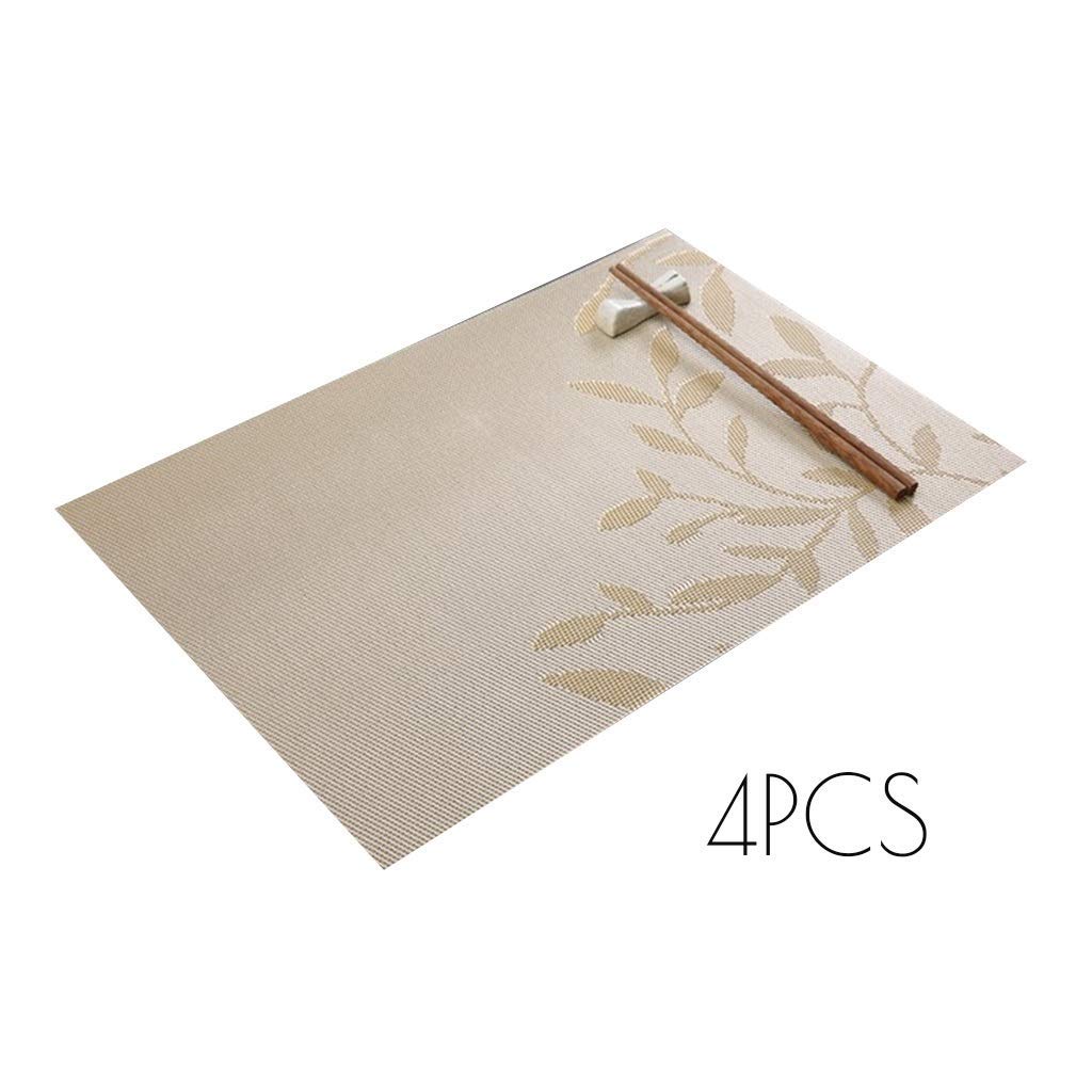 Juego de 4 manteles Individuales rectangulares de plástico para jardín de Infancia, manteles Individuales Antideslizantes para vajilla, macetas y Platos (Beige)