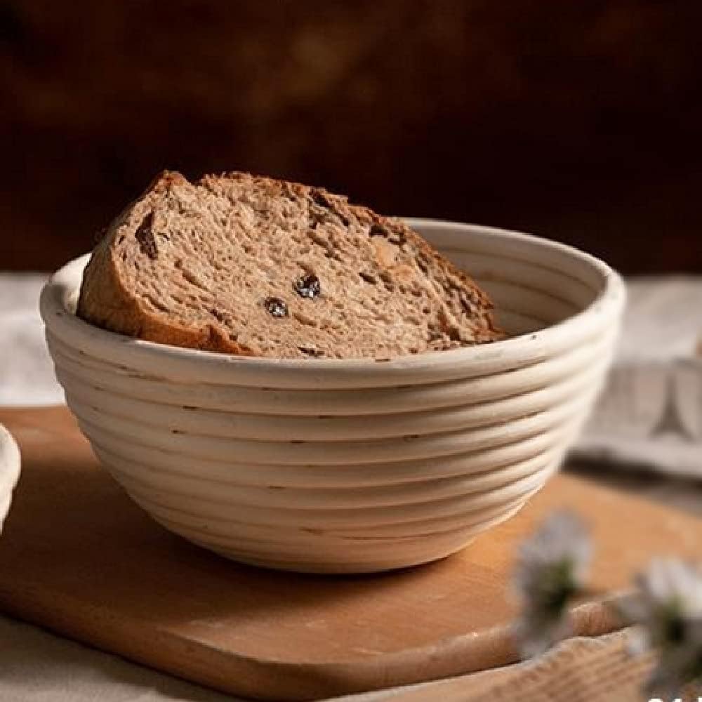 Round Rattan Fermentation Basket Bread Dough Wicker Basket, Rattan Large-Capacity Basket