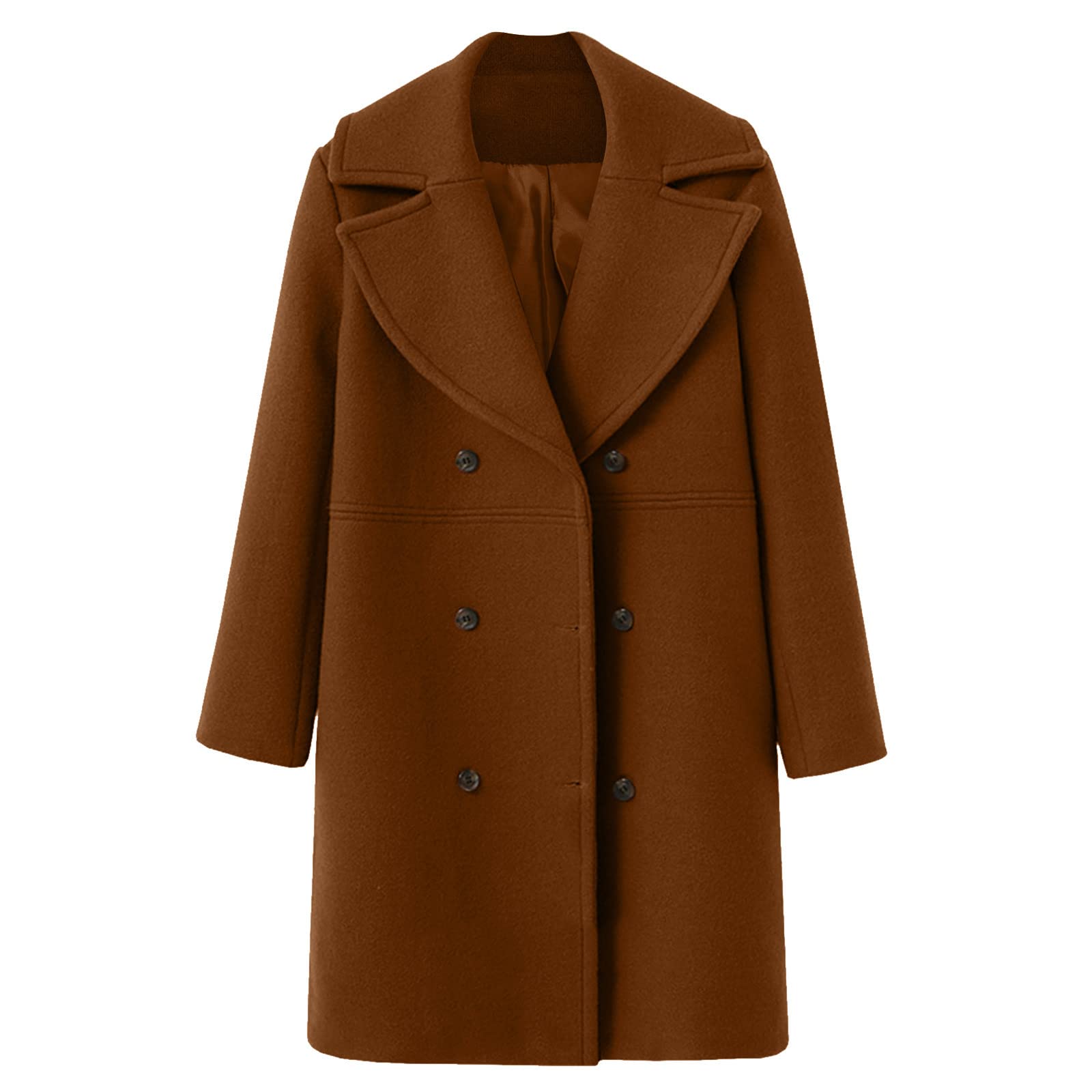 Manteau long en peluche pour femme - Élégant - Couleur unie - Manteau d'hiver chaud - Cardigan à revers - Avec poches - Mode trench-coat décontracté