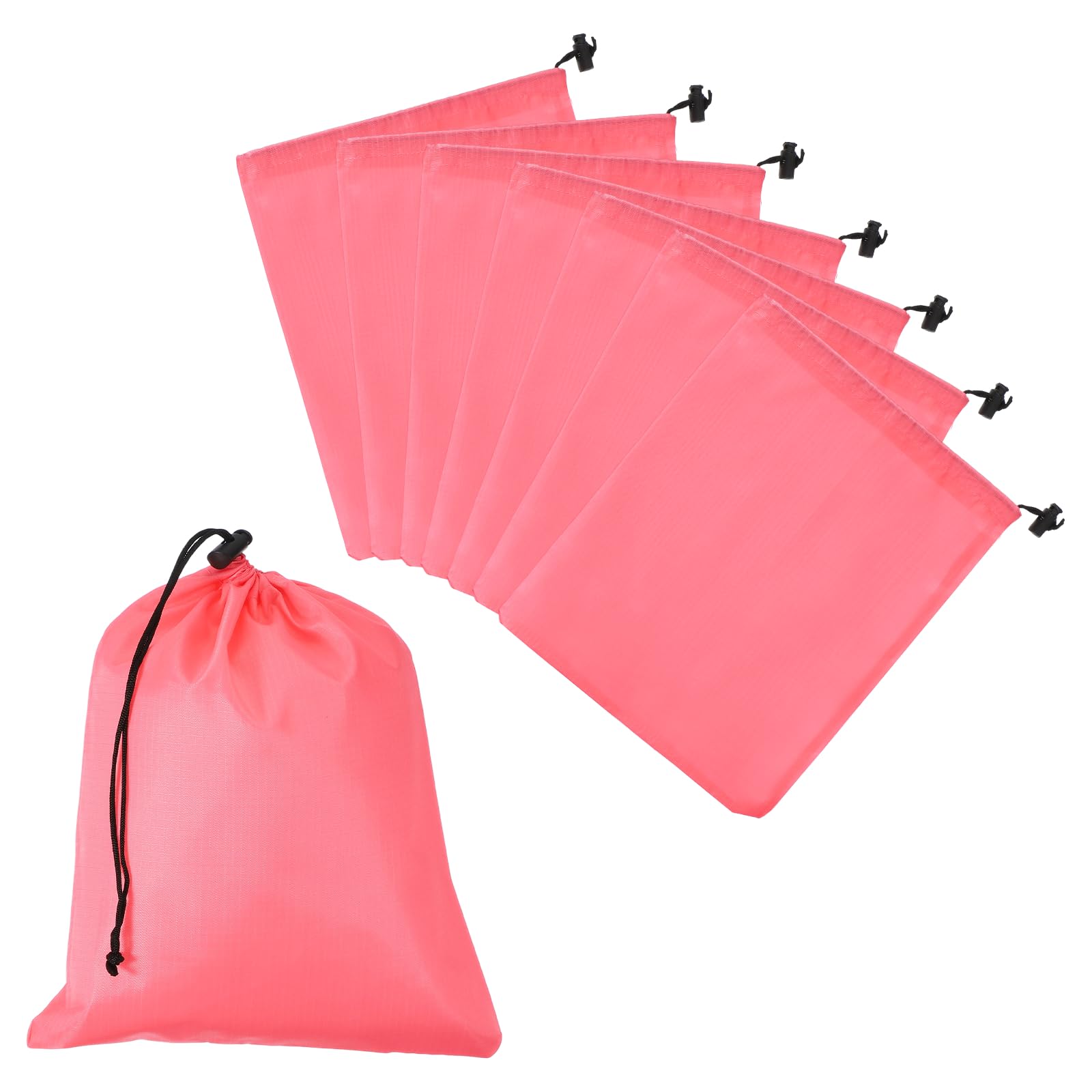 YELARXI Drawstring Bag with Toggle, Stuff Sack String Waterproof Travel Storage Bags Cinch Stuff Pouch 10" x 12" & 8 Pack & Pink -Fitting for (Gym/Traveling/Hiking/Yoga/Office/Shoes)
