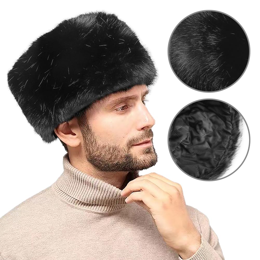 Chapeau Chapka Russe Hiver pour Homme Femme Chapeau de Trappeur en Fausse Fourrure Confortable Souple Chapeau Thermique Super Épais Bonnet Chapkas d'hiver Coupe-Vent pour Ski Snowboard Extérieur