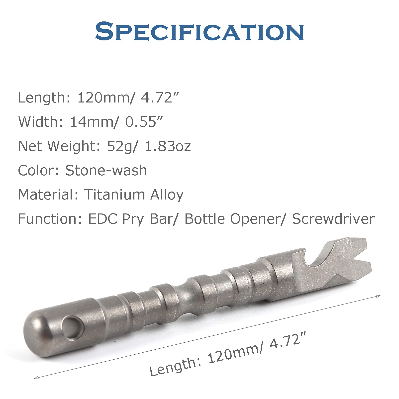 Hamans Titanium Alloy Pry Bar with Bottle Opener Screwdriver Function Multi Tool (Grey), Multi,grey - Image 2