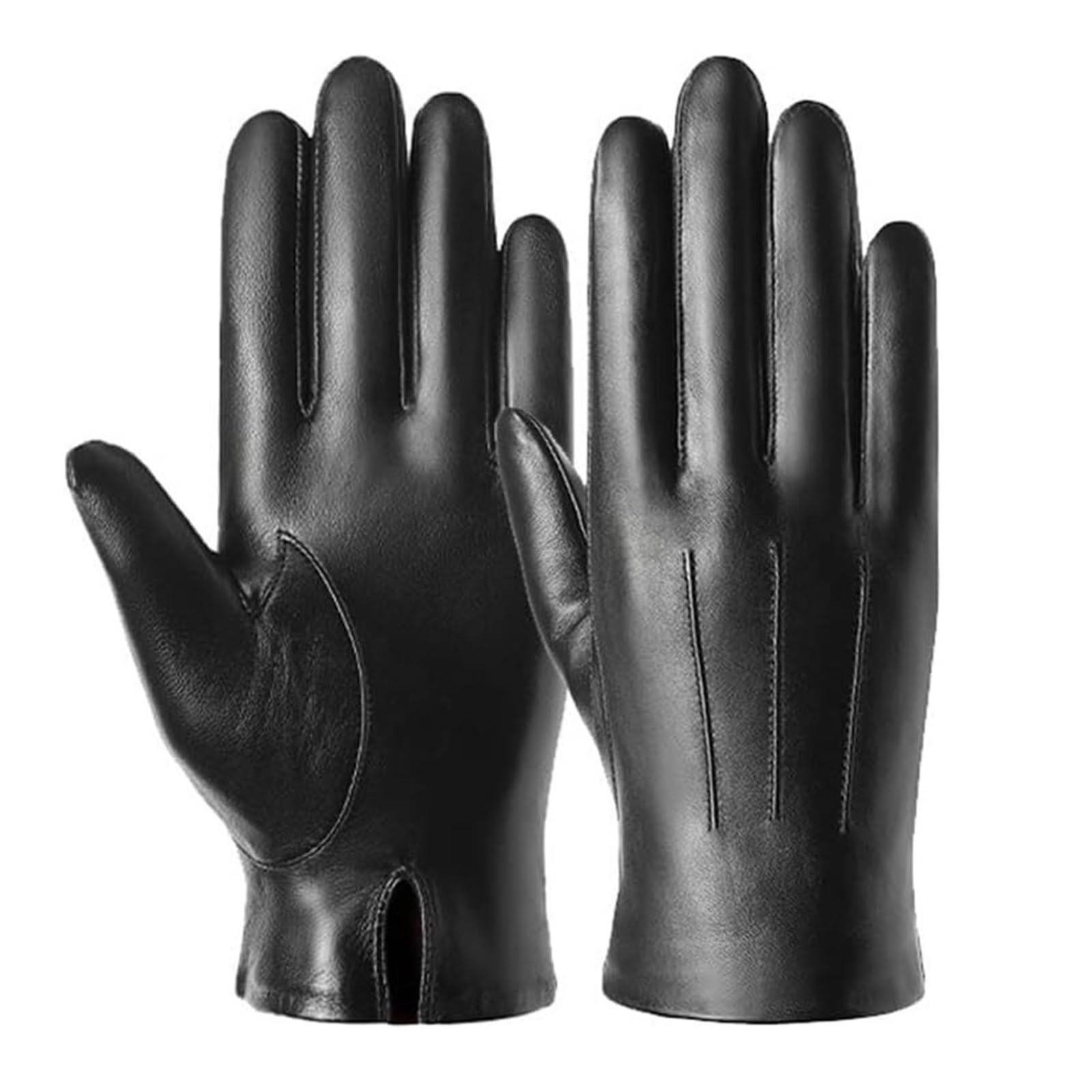 RUVOO Guanti Invernali Uomo Donna, Guanti In Pelle Da Guida E Da Ciclismo Da Uomo Guanti In Pelle Touch Screen Antivento E Caldi Guanti Invernali