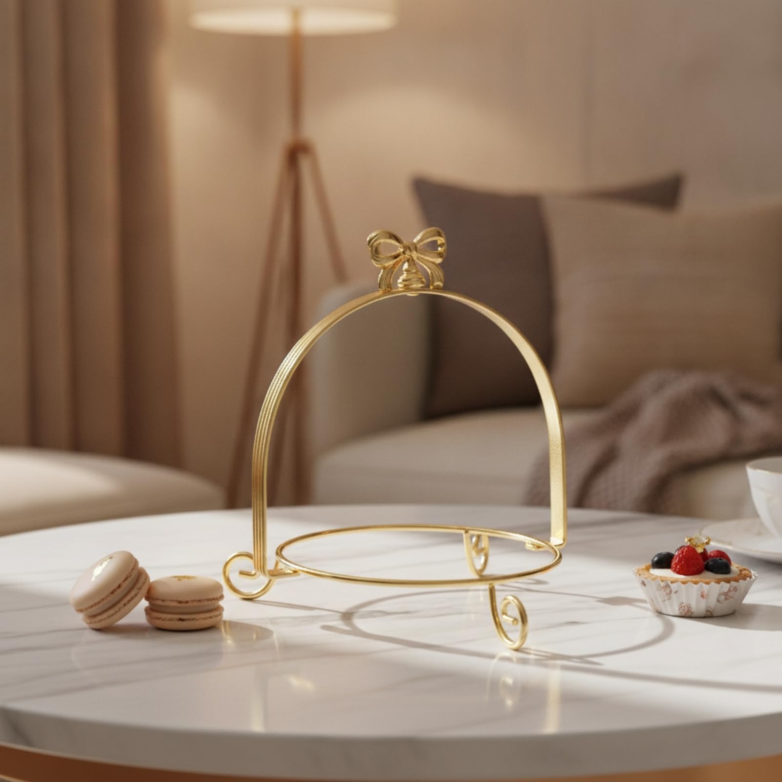Support à Gâteau avec Poignée Élégant Plat Service Classique Vaisselle pour Mariage , Or , 27 Cm