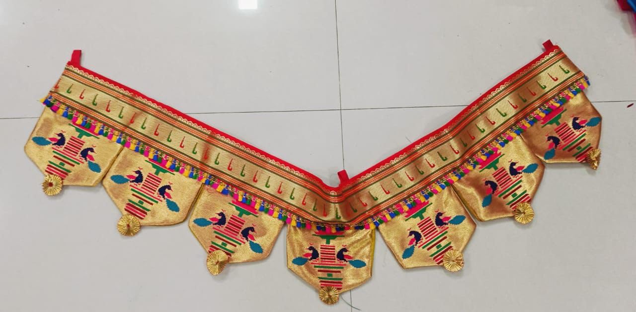 Decoration Toran Paithani Fabric-Red-image-10