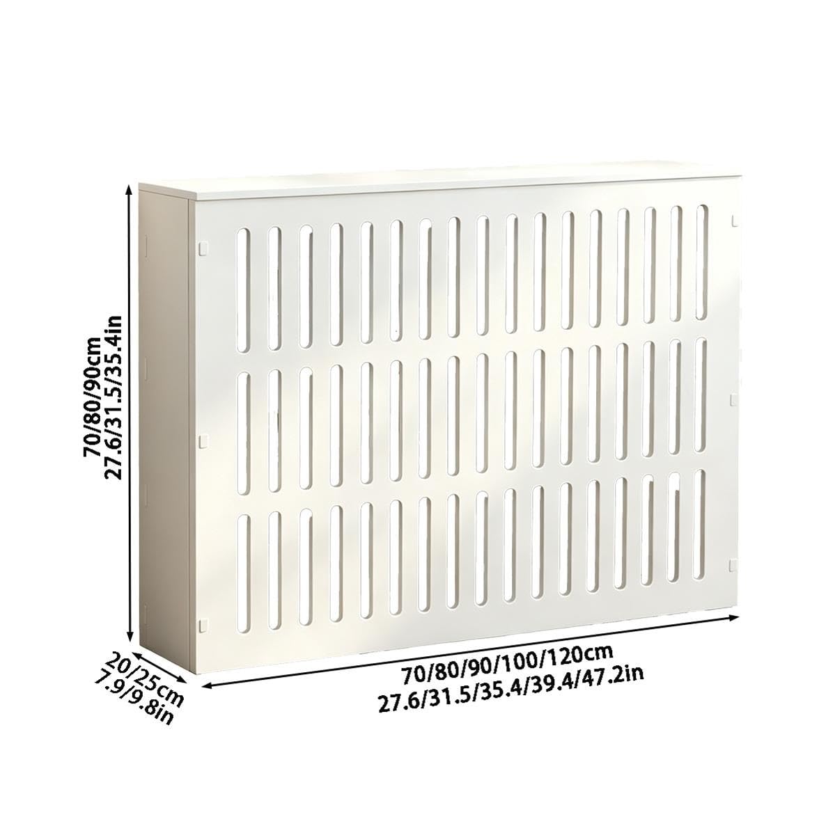 Moderno copritermosifone con ripiano e griglia ventilata in PVC composito