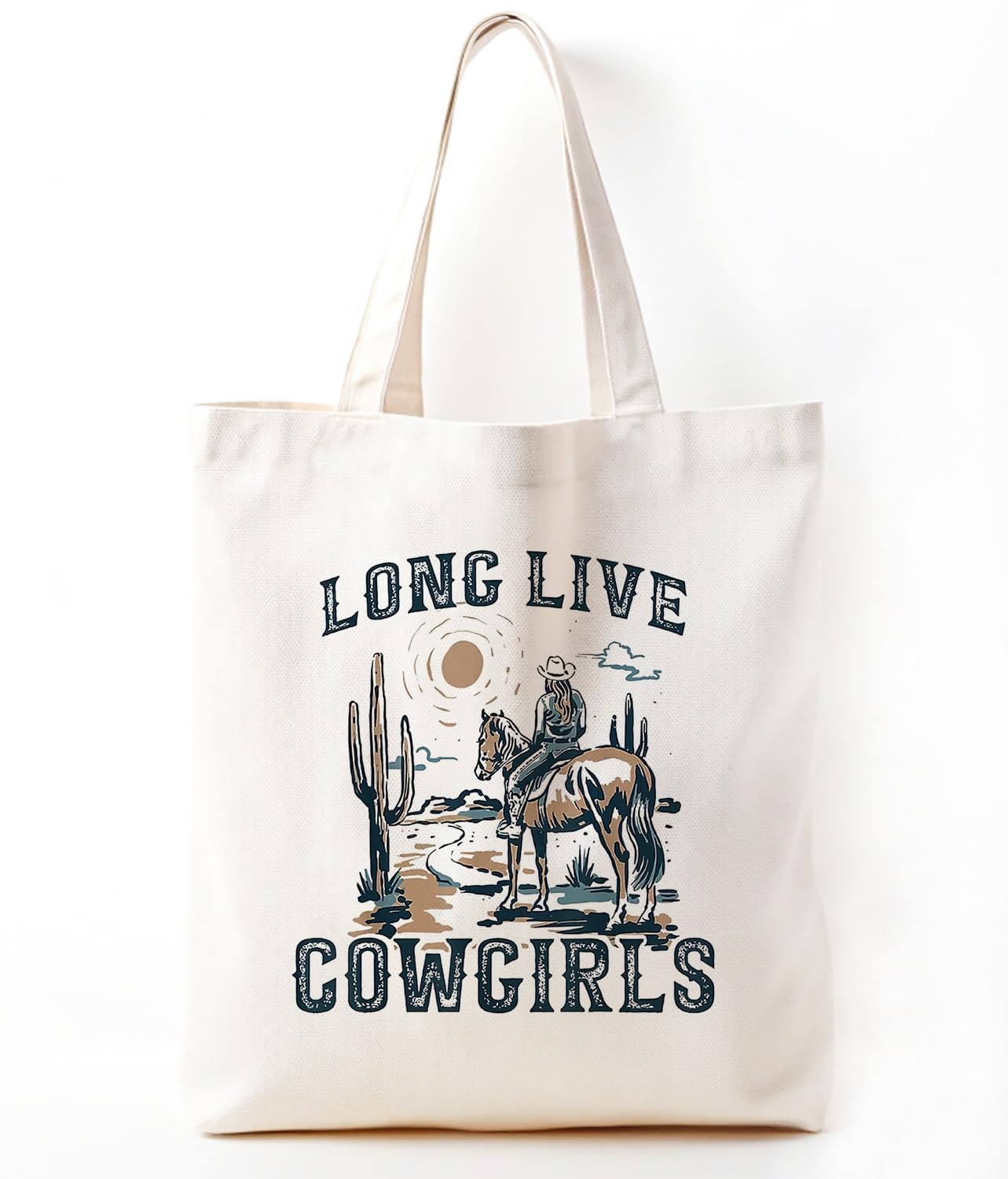 Zeghk Western Tote Bag For Women, Canvas Tote Bag For Women, Long Live Cowgirl, Cowgirl Gift, Reusable Grocery