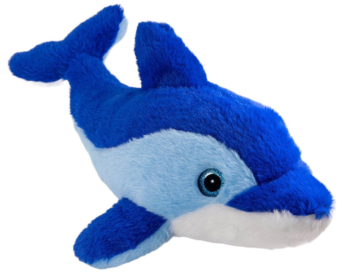 Carl Dick dolphin blue with glitter eyes, cuddly toy, soft toy, 17.5 inches, 44cm 3580, Blue-44