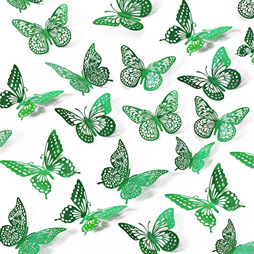Image of SAOROPEB 3D Butterfly Wall Decor 48 Pcs Dark Green Butterfly Decorations