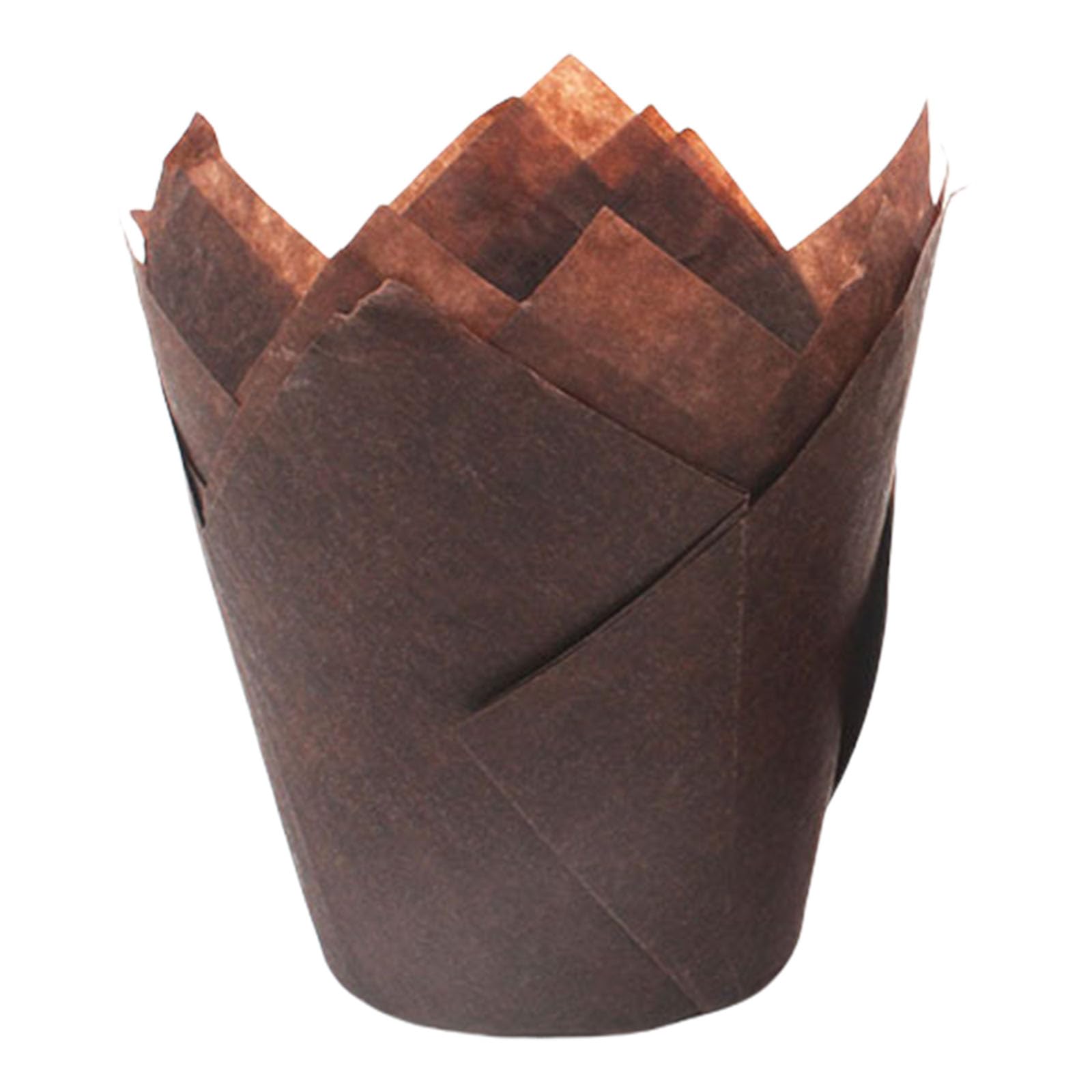NEWFT 50Pieces Tulips Shape Muffins Cups Oil Cupcake Cases Elegant Cupcake Wrappers for Home Baking and Celebration