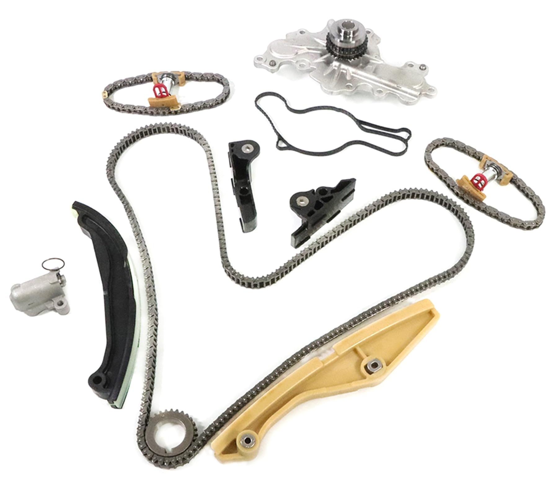 Timing Chain Kit with Water Pump Fits for Ford-Edge Flex Taurus Explorer 3.5L / 3.7L, for Lincoln MKS MKX MKZ 3.7L Engine Replace OE BL3Z-6268-A,AT4Z-6268-A,AT4Z-6306-A,BL3Z6268A,AT4Z6268A,