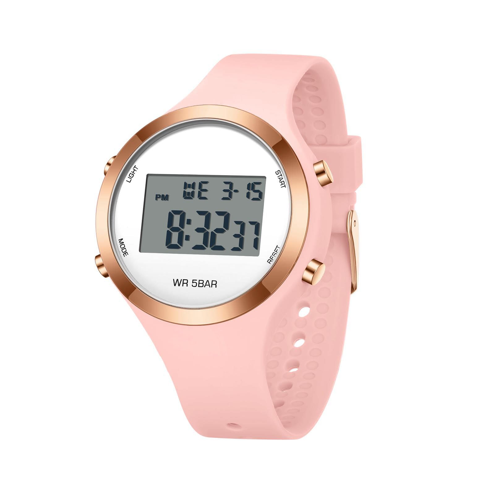 Reloj digital para mujer adolescente, niña, deporte, impermeable, reloj impermeable, reloj de pulsera para mujer con cronómetro, cuenta regresiva, alarma, formato de 12/24 horas con pantalla LED