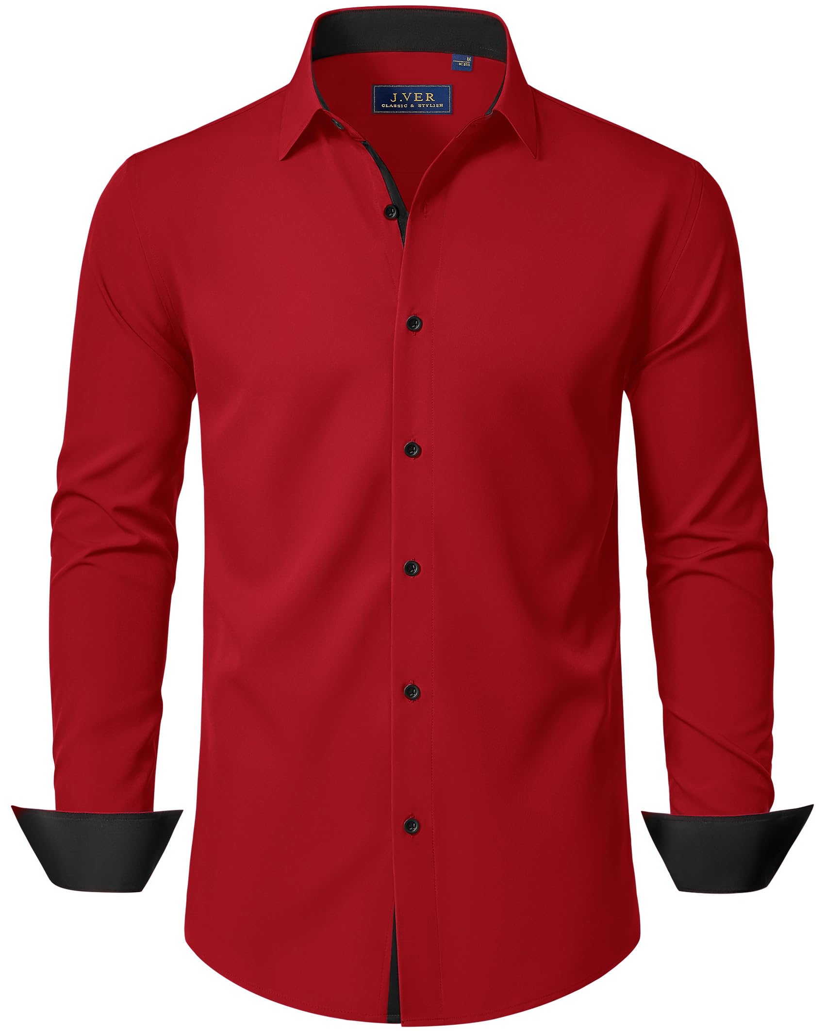 J.VER Hemd Herren Langarm Stretch Herrenhemden Regular Fit Businesshemd Männer Hochzeit Hemden Klassisch Mordern Bügelleichtes Anzughemd