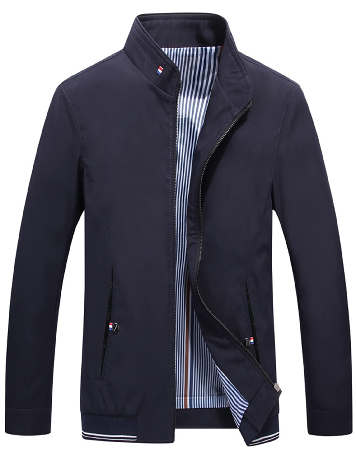 HaoMay Men's Business Casual Full Zip Lightweight Outwear Jackets Dark Blue X-Large