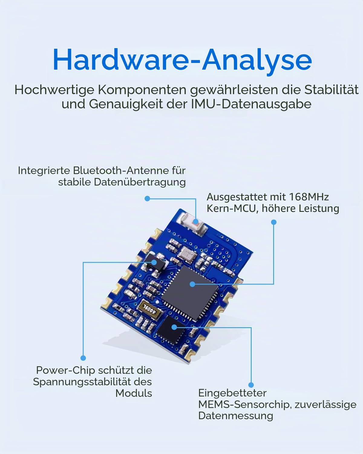 [Bluetooth 5.0 Beschleunigungssensoren] WT901BLECL 9-Achsen-Neigungssensor, 3-Achsen-Beschleunigungsmesser + Gyroskop + Magnetometer + Neigungsmesser, IMU-Sensor MPU9250-Modul Motion USB