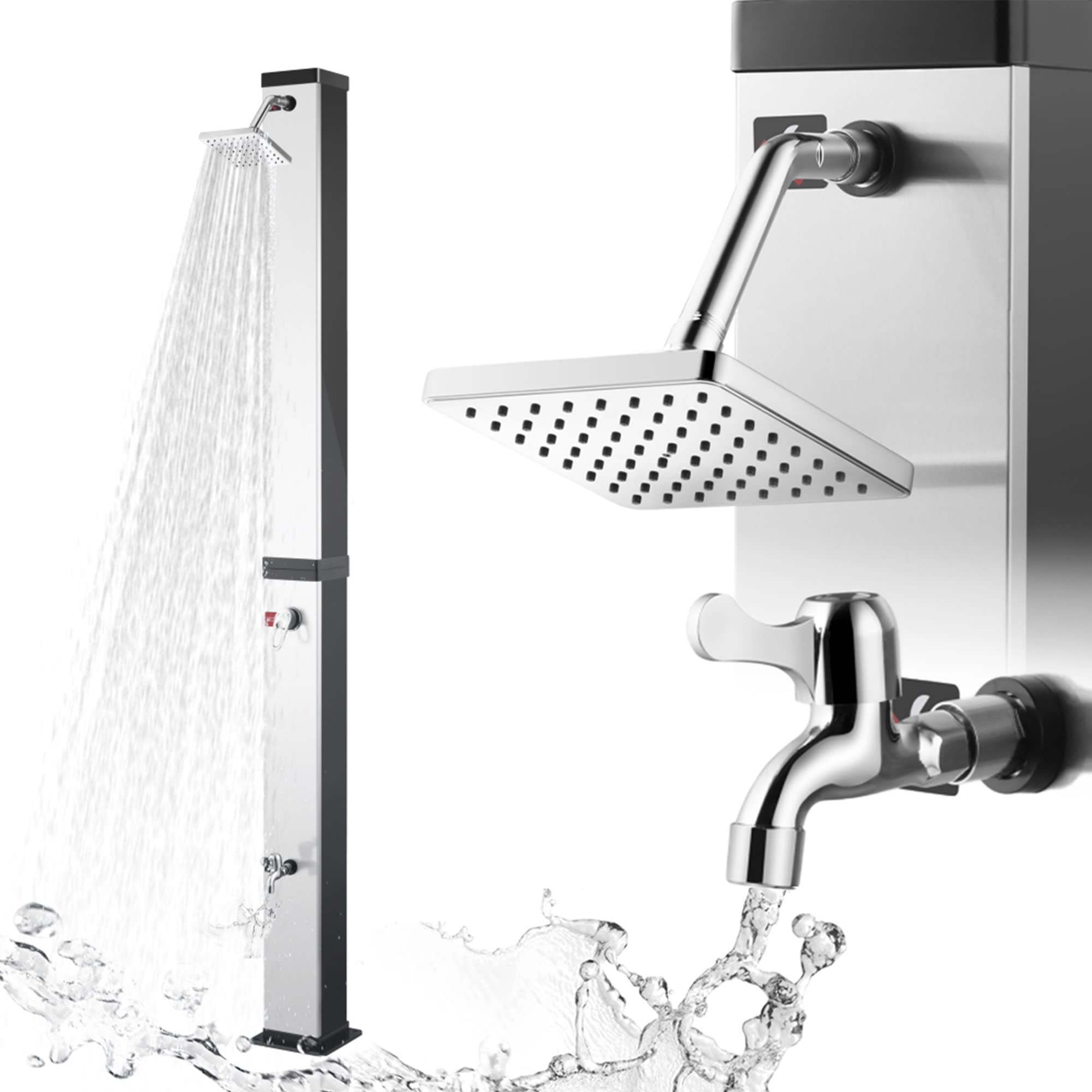 Douche Solaire Strattore 40L – Douche De Jardin Sur Pied Avec Robinet, Idéale Camping/piscine