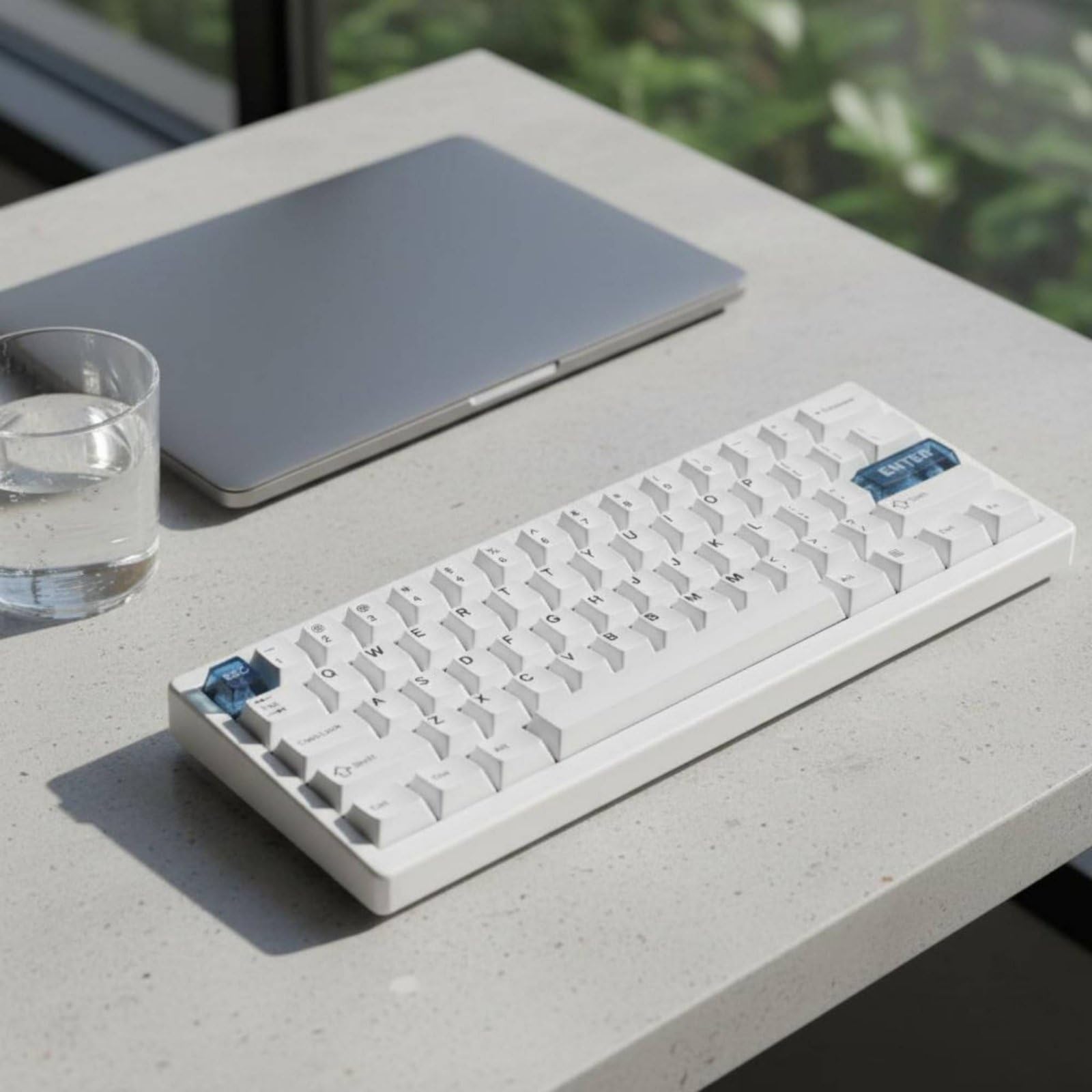 Teclado Mecánico Compacto Teclado Teclado Gaming Teclado Programable Teclado Retroiluminado con Software para Macros y Remapeo de Teclas Estructura, Blanco, Qk61 Inglés