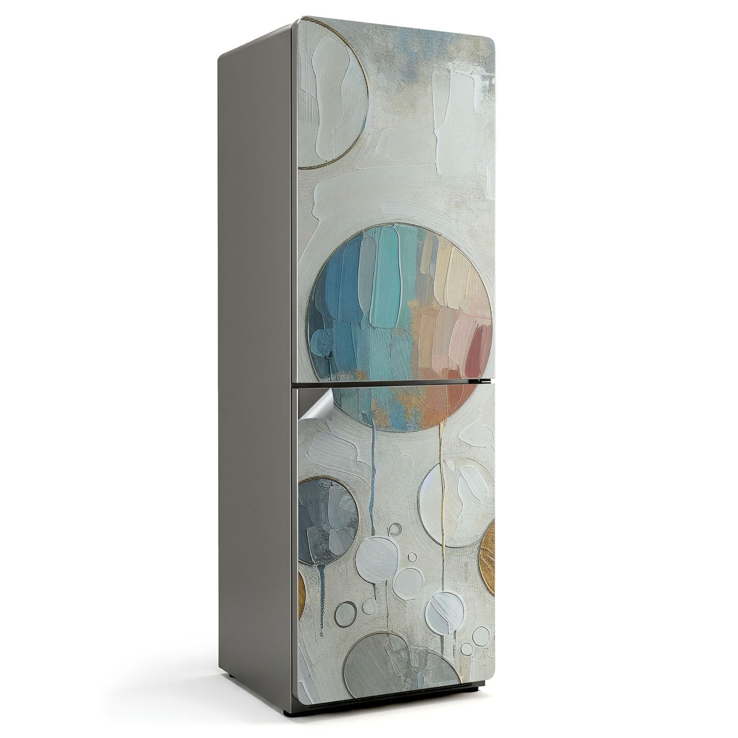 Sticker frigo 60x180 cm cercles abstraits autocollant couvrant cuisine
