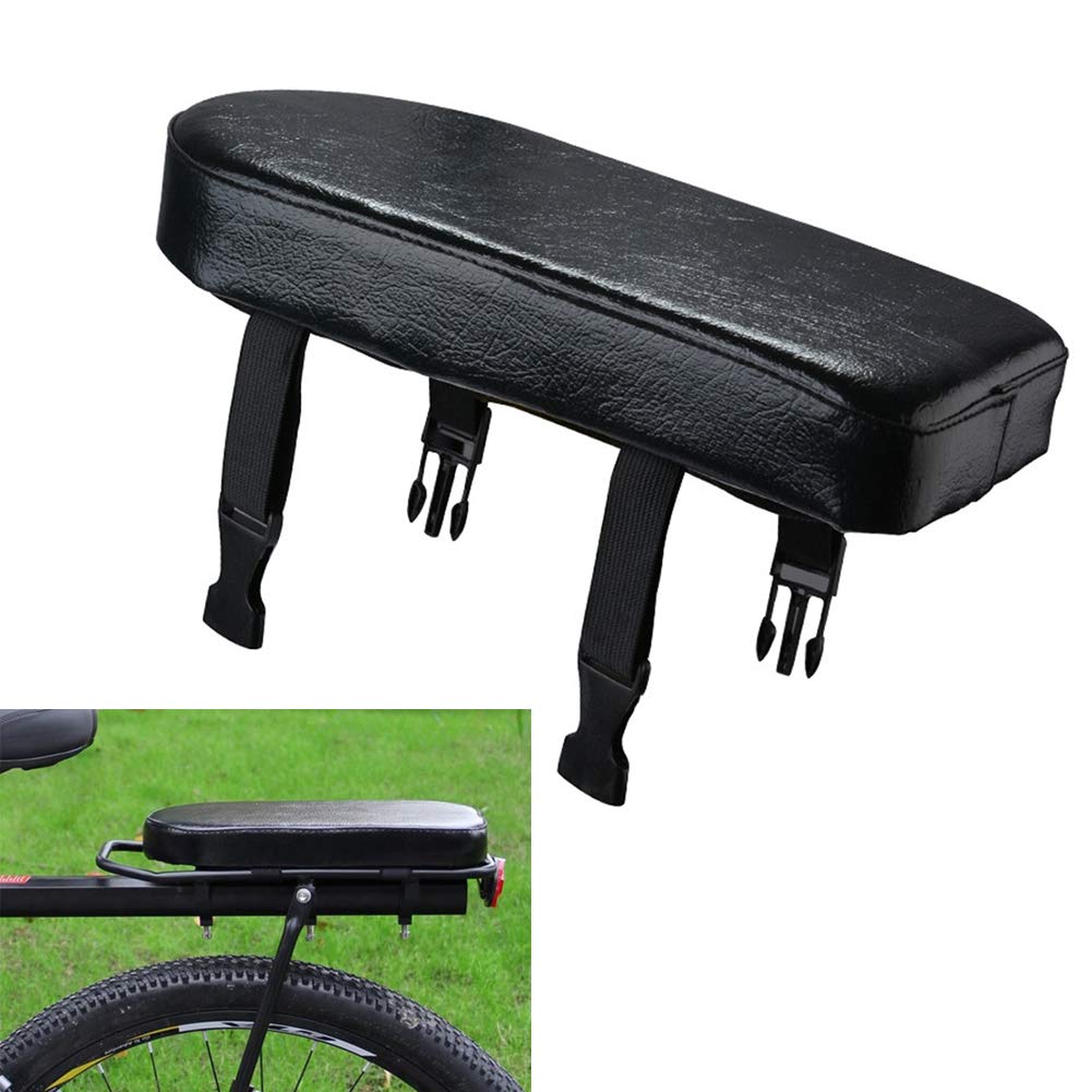 PerGar Bike Rear Seat Cushion, Mountain Bike Back Shelf Seat, Universal Bicycle Rear Seats, Black Sponge Padding, Comfortable for Adults and Children