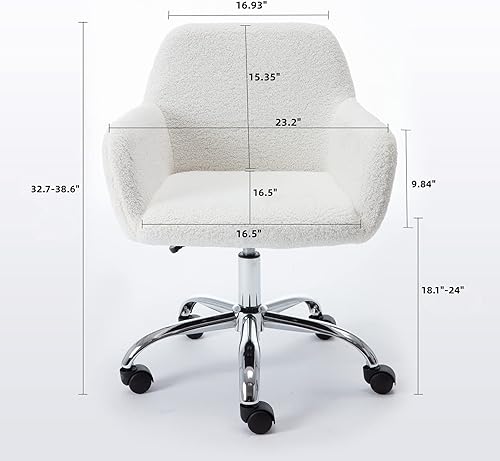 Miniatura 2 de Goujxcy Silla de oficina en casa, moderna silla de escritorio de piel sintética copetuda con respaldo medio, silla giratoria ajustable para oficina