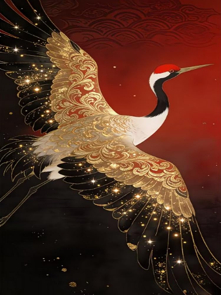 Eiialerm Cross Stitch Kits for Adults Colorful Crane 11CT Pre-Printed Pattern Stamped Cross-Stitching Embroidery Kit Needlework Gifts 16x20 inch