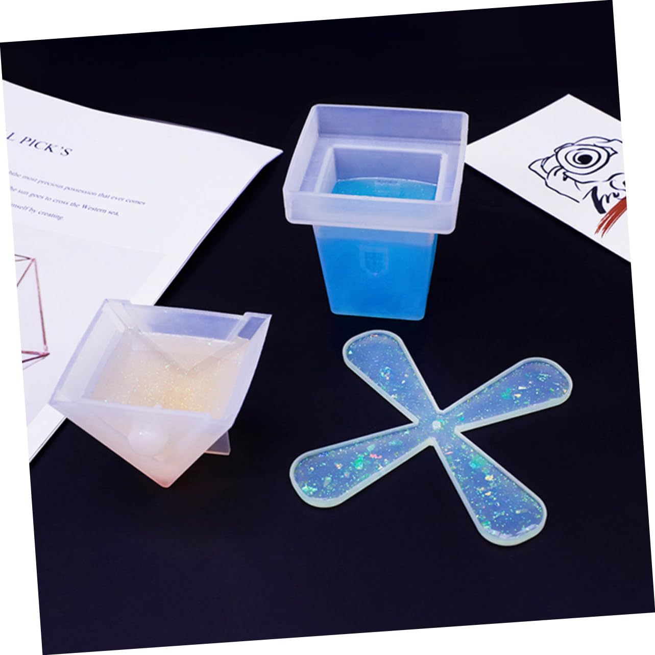 Lurrose 4ensembles Moule Silicone pour Windmill Moulage Rotatif avec Accessoires pour Décorations Artisanales Facile à Démouler Et Réutilisable