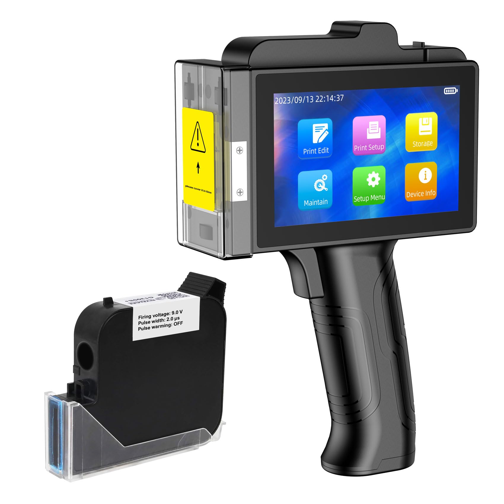 Stampante Palmare Portatile TIJ800P, Stampante a Getto d'Inchiostro con Touch Screen 4,3 Pollici per Logo, Codice QR, Codice a Barre