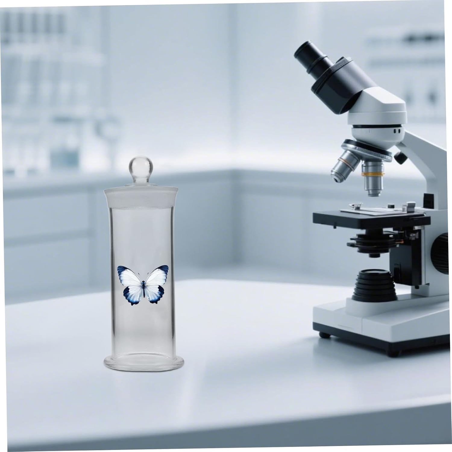 Abaodam Glass Specimen Display Bottle with Airtight Lid, High Transparency Glass Jar for Laboratory Sample Storage and Showcase, Smooth Surface Decorative Container for Specimen