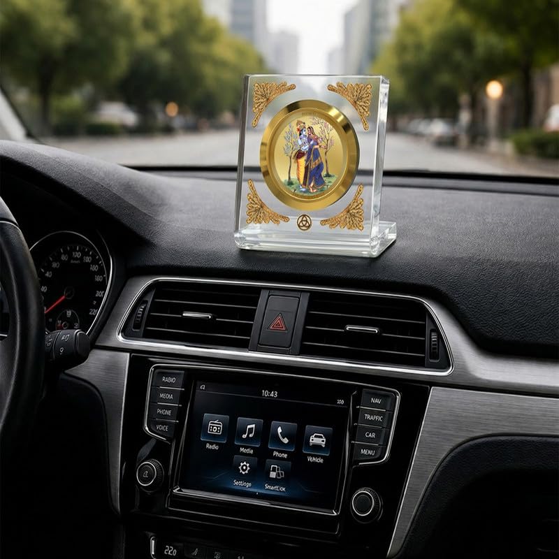 Image of DIVINITI 24K Gold Plated Religious Car Dashboard Frame | Premium God Idol Frame for Car, Home Mandir & Office Table | Spiritual Gift, Decorative Showpiece