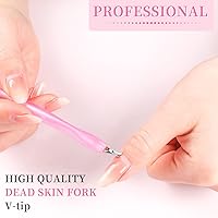Vista 5 de 50 piezas de cortador de cutículas de uñas, limpiador de uñas de goma, cuchillo de cutícula con mango de plástico, doble extremo, tenedor de piel