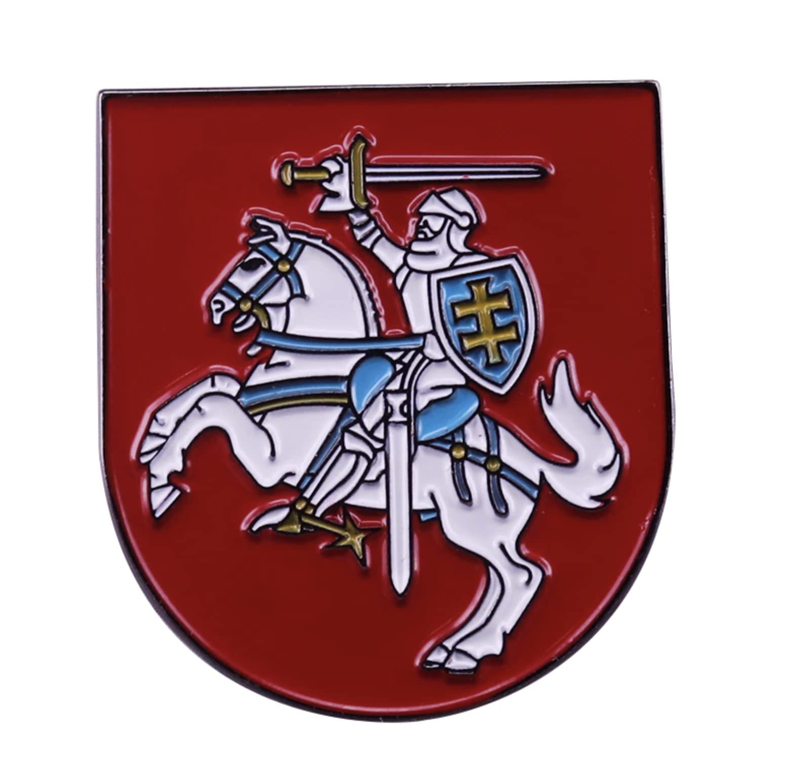Pinstant Lithuania Coat of Arms Vytis Mounted Knight Sword Shield 1.25" Enamel Pin Badge