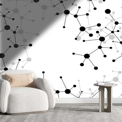 Papel tapiz para Pared De Sala Elegante líneas de papel adhesivo blanco y negro conciso para dormitorio, fácil de instalar (Ancho) 59 pulgadas de