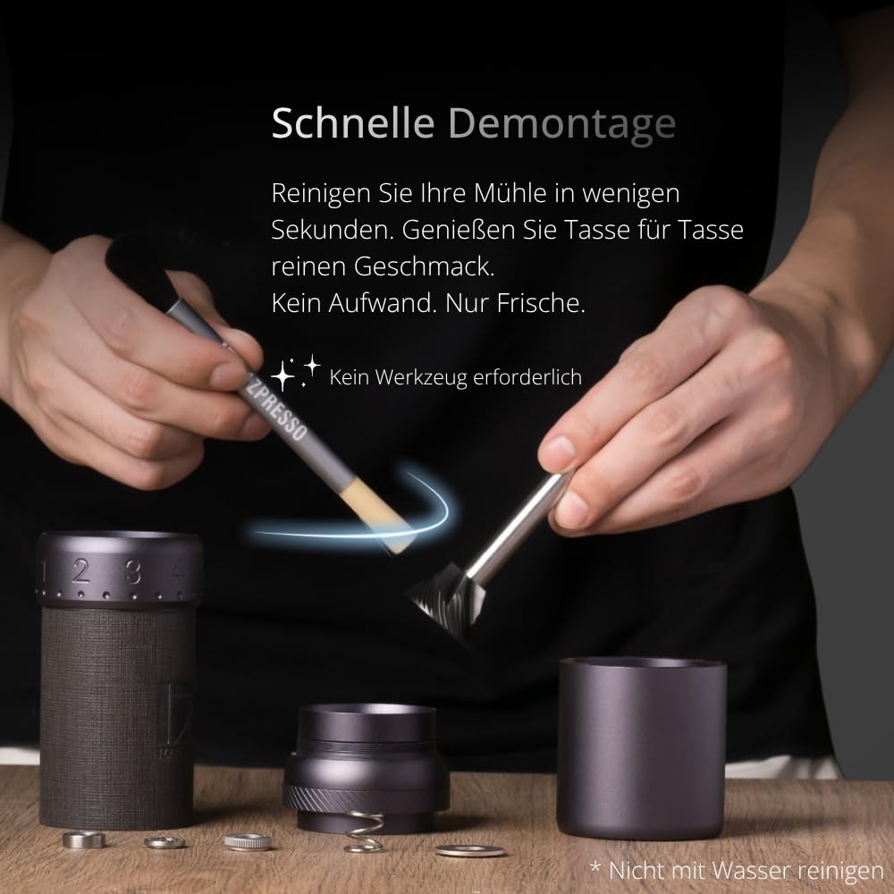 1Zpresso J-Ultra Moulin à café manuel gris fer, fraise conique, poignée pliable, tasse magnétique de 40 g, réglage numérique fin, efficacité de broyage plus rapide, idéal pour expresso (gris fer)