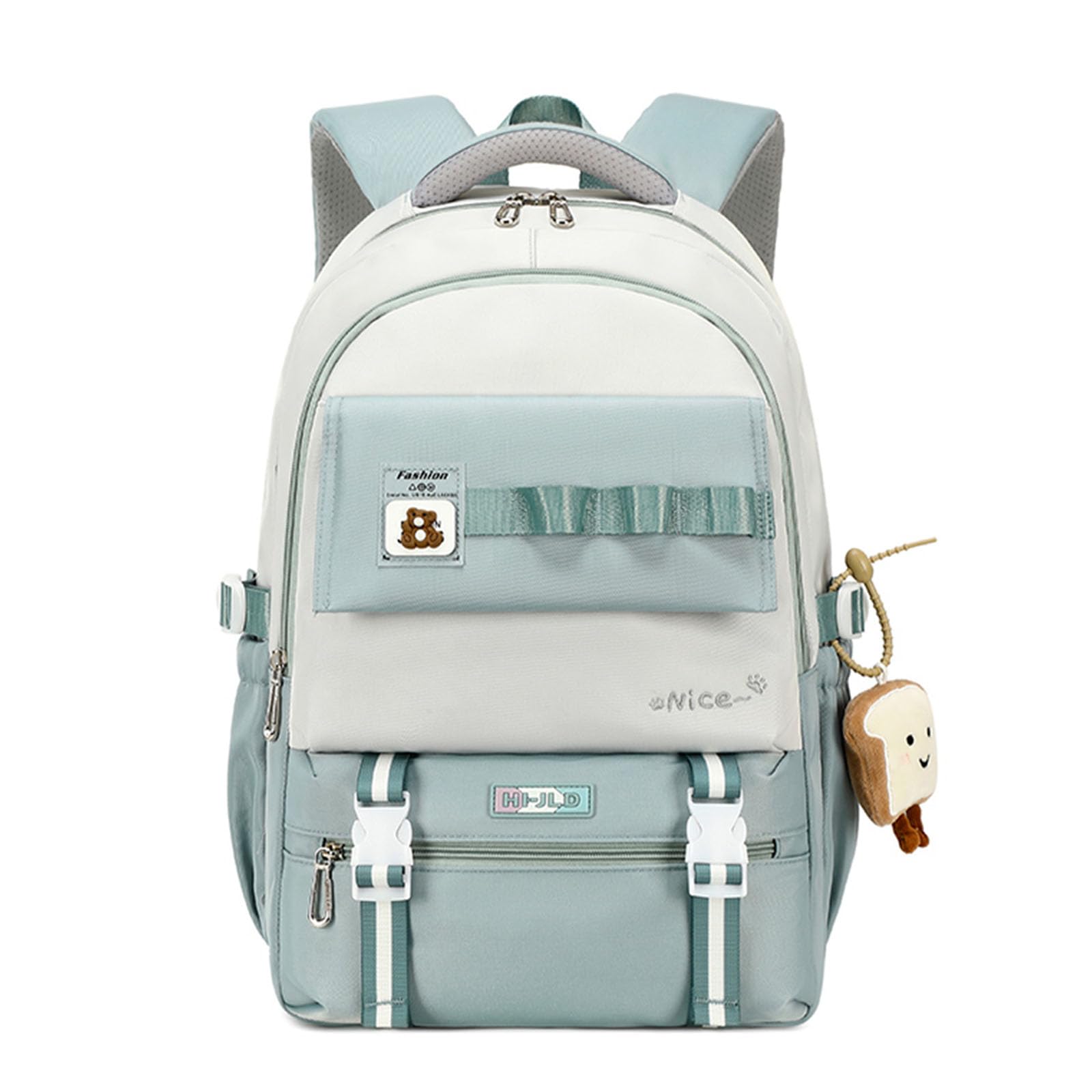 FANDARE Bolsas Escolares Mochilas Escolares con Lindo Colgante Mochila Instituto Adolescentes Mochila Chica Mochila Adolescentes Mochila Colegio Mochila Universidad Mujer Casual Daypack Azul Claro