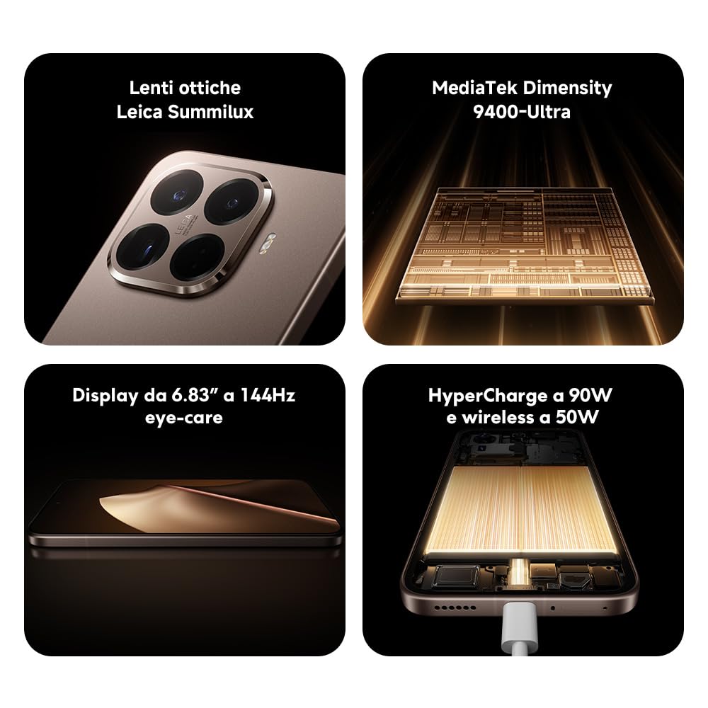 Xiaomi 15T Pro, Smartphone 12+512GB, Display Eye-care 6,83" 144Hz, MediaTek Dimensity 9400+, Leica 5x Pro 50MP, 5500mAh, Garanzia 2 Anni, Nero, Caricabatterie non incluso + Xiaomi Watch S4 Nero