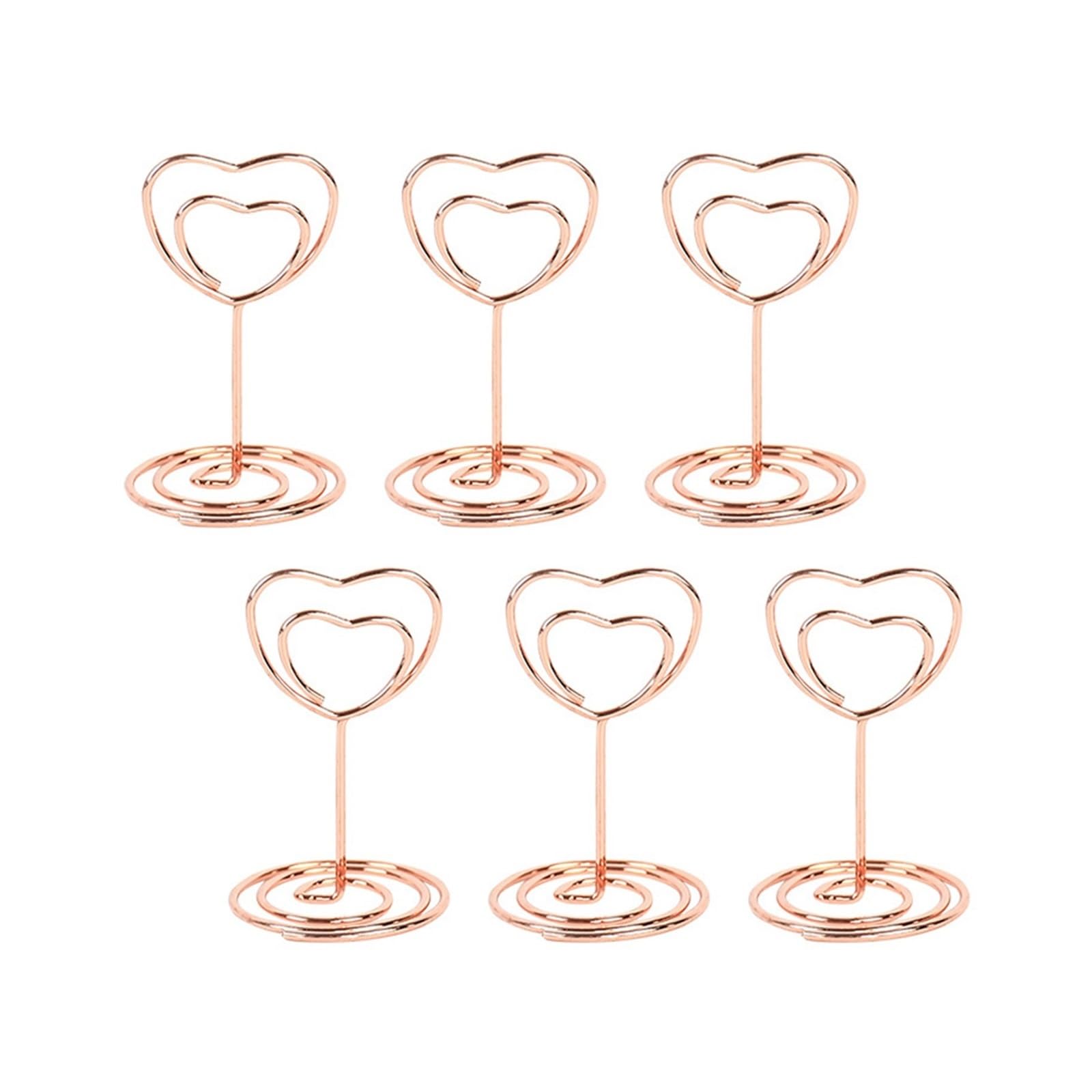 Lujauey Memo Clip Holder 30Pcs Metal Place Card Holders Photo Clip Stands Wedding Table Number Name Sign Stand Home Decoration for Wedding Party Office Memo(Rose gold heart)