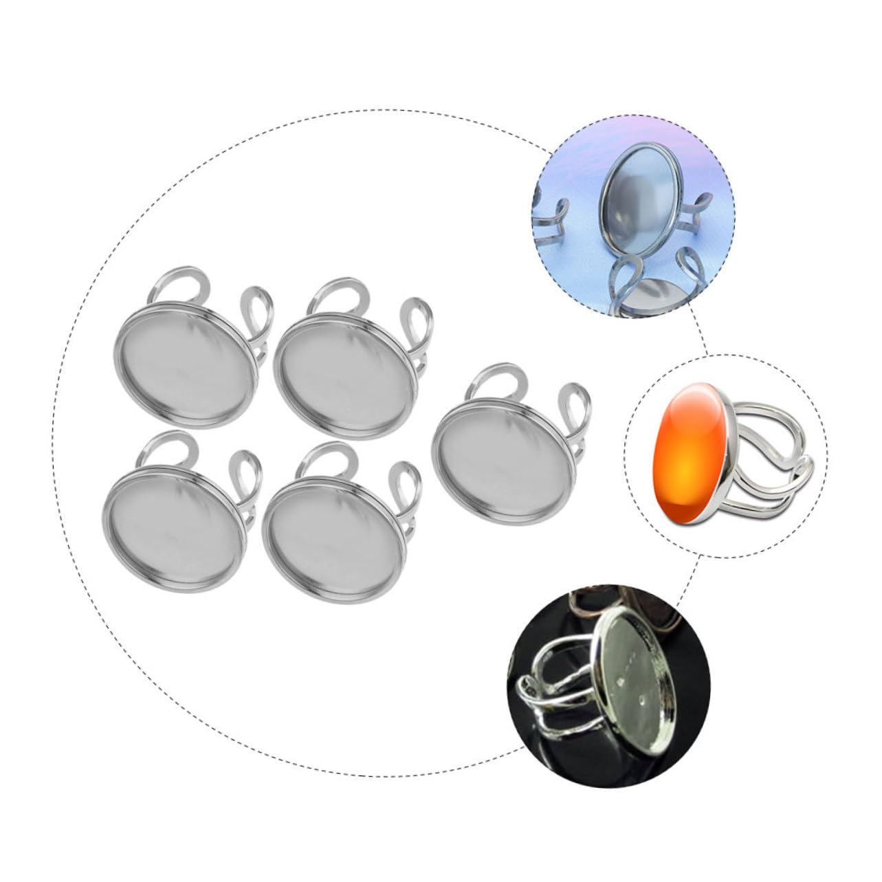 jojofuny 5 Ensembles Anneaux Vides Réglables Acier Inoxydable Pour Diy Accessoires De Fabrication Pour Événements Réunions 5 Pièces * 5